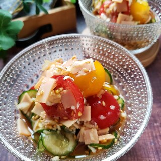 ちぎりトマトときゅうりの香味中華あえ